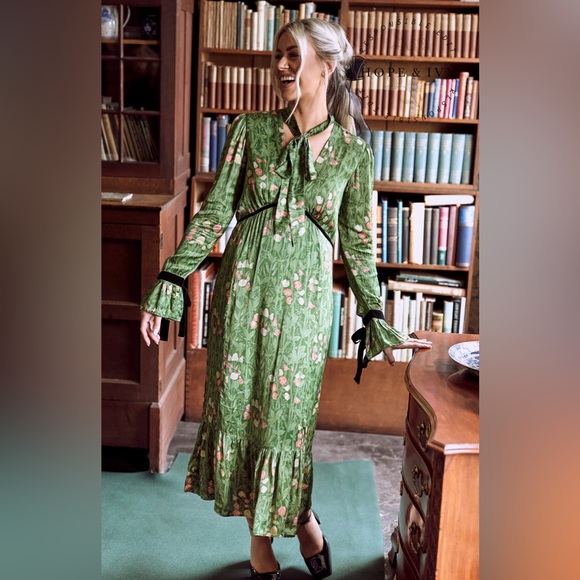 SOLD OUT Brand new Hope & Ivy William Morris Petunia Satin Dress sz 10 - Picture 2 of 5